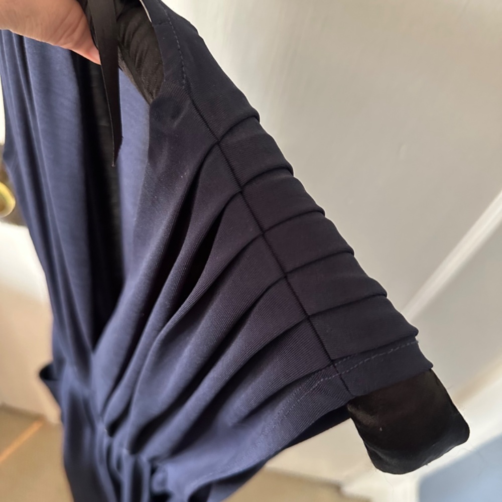 Navy blue draped jersey dress